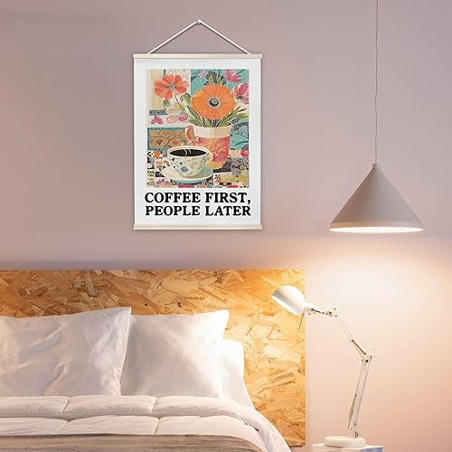 Miniatura 5 de OTKBD Coffee First People Later - Póster artístico de pared Maximalist Retro Flowerpot Espresso Impresiones de lienzo para decoración de pared para