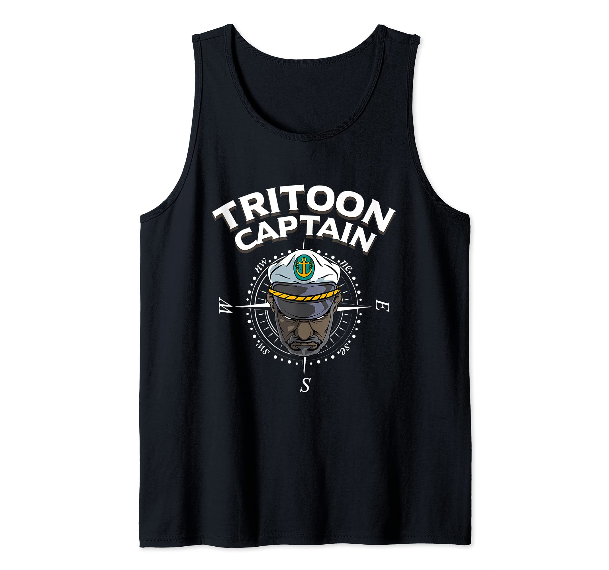 Tritoon Captain Pontoon Captain Tank Top, Black, S