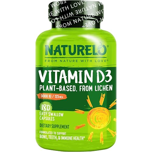 NATURELO Vitamin D3 5000 IU, Joint Support & Bone Health, 180 Count