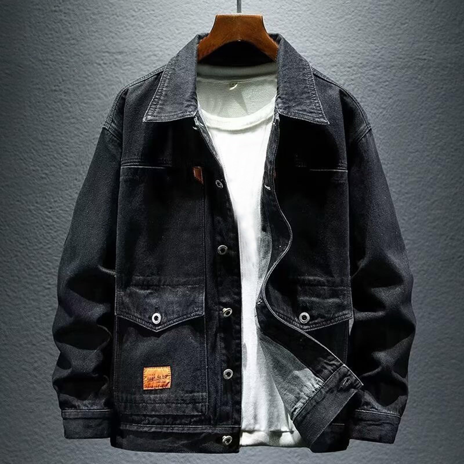 Chaqueta vaquera para hombre, estilo motero, estilo vaquero, informal, abrigo de camionero, chaqueta clásica, chaqueta vintage, blusa, entretiempo