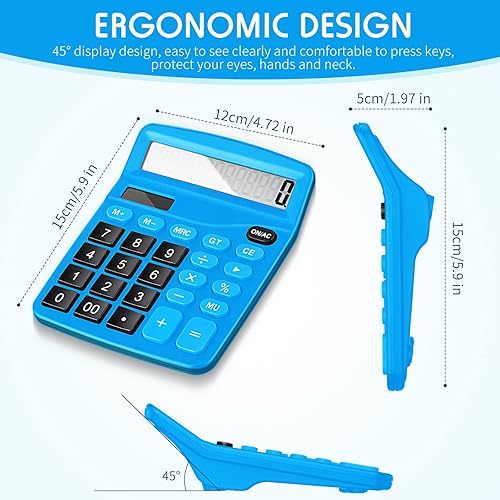 Miniatura 2 de Konohan Calculadora de 12 dígitos, calculadora de escritorio básica solar, pantalla grande, electrónica de doble potencia, portátil, para oficina en
