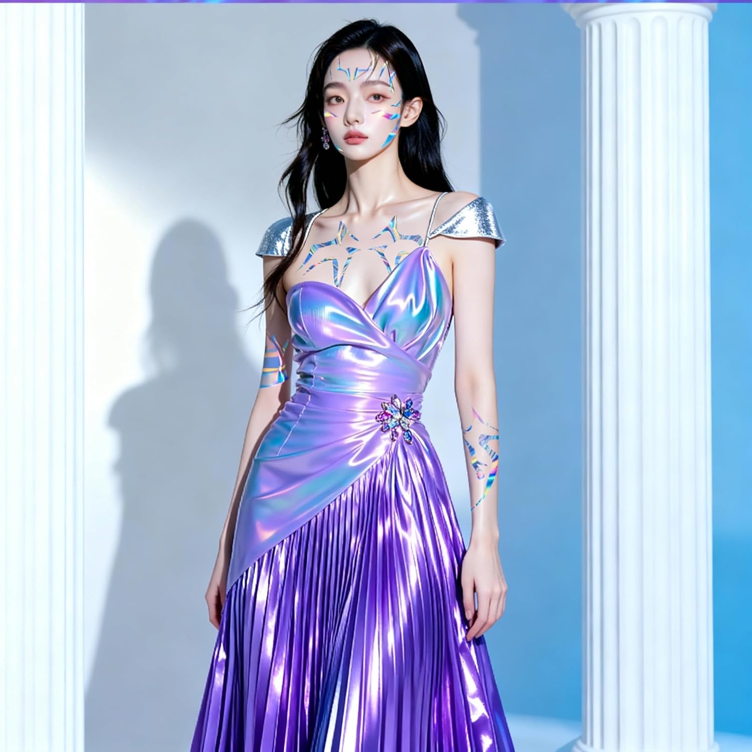 タトゥーステッカー8枚セット、ハンターポップシンガー全身防水ファンタジーボディアート転写-カラフル