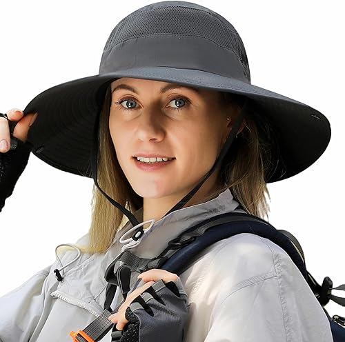 Vista 13 de Sombrero de sol de ala ancha para hombres y mujeres, protección UV, ventilado, sombreros de verano para pesca, senderismo, jardín, playa Bg9020-kaqi