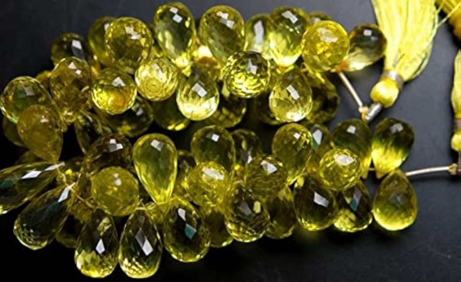 Quartz citron vert facetté 820 cts pierres naturelles perles gouttes