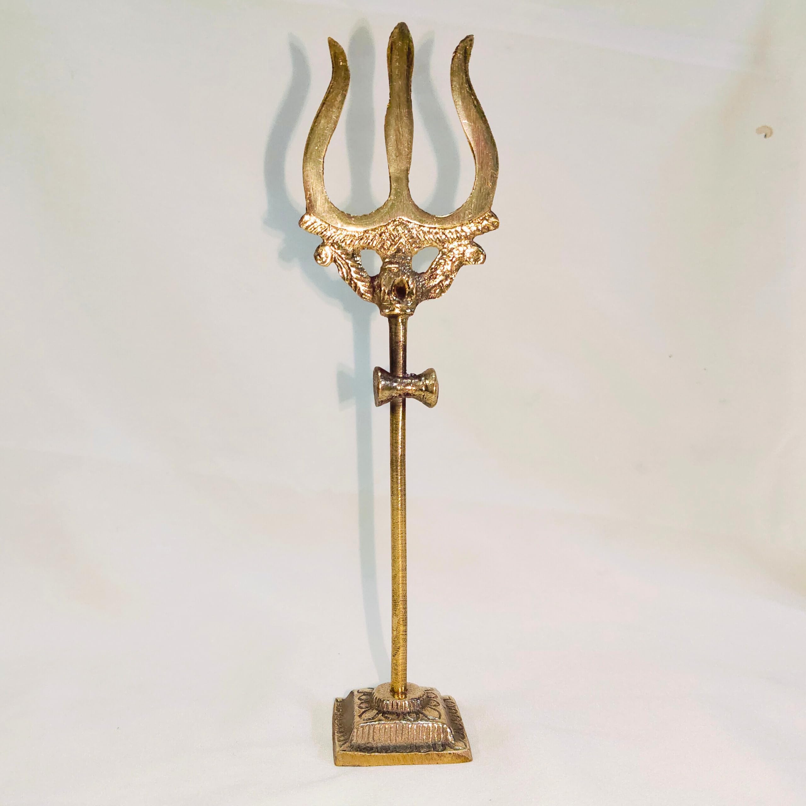 Brass Energized Divine Lord Shiva Bholenath Trishul Trident with Damru 7" inch Hindu for Pooja Room Decor for Protection and Vastu | Negative Energy Protector