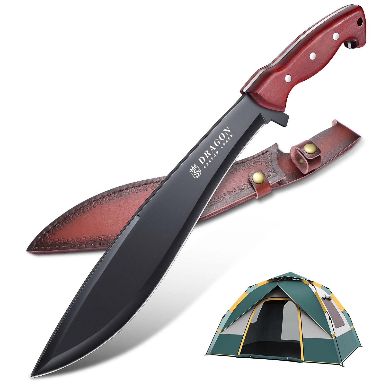 Dragon Creek Großes Outdoor Messer Full Tang Jagdmesser Survival Messer D2 Stahl Buschmesser geeignet für jegliche Bushcraft & Outdoor Aktivitäten Geschenke für Männer