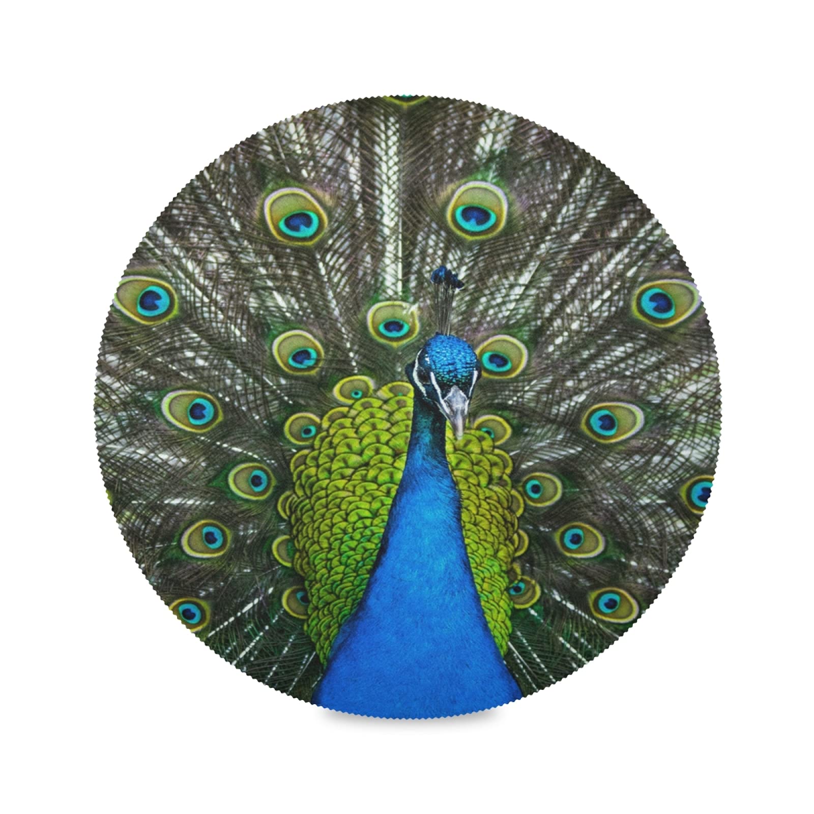 Peacock Feather Art Print Round Placemats Table Circle Place Mats for Dining Kitchen Home Decor