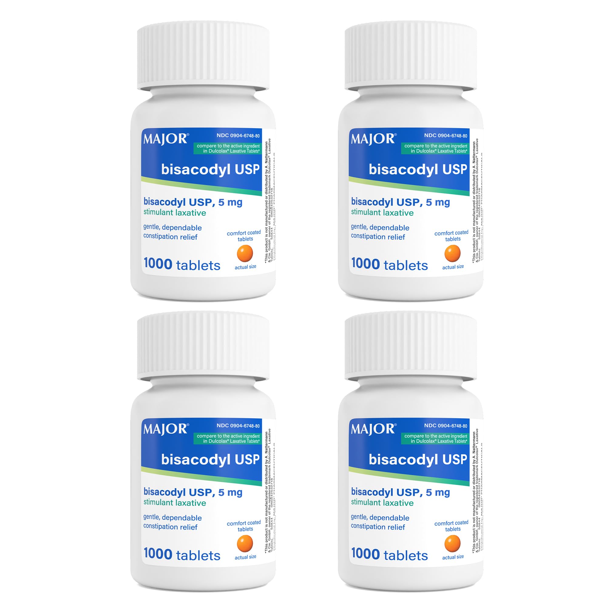 MAJOR Bisacodyl 5 mg - Comfort Coated Stimulant Laxative for Gentle, Dependable, Constipation Relief