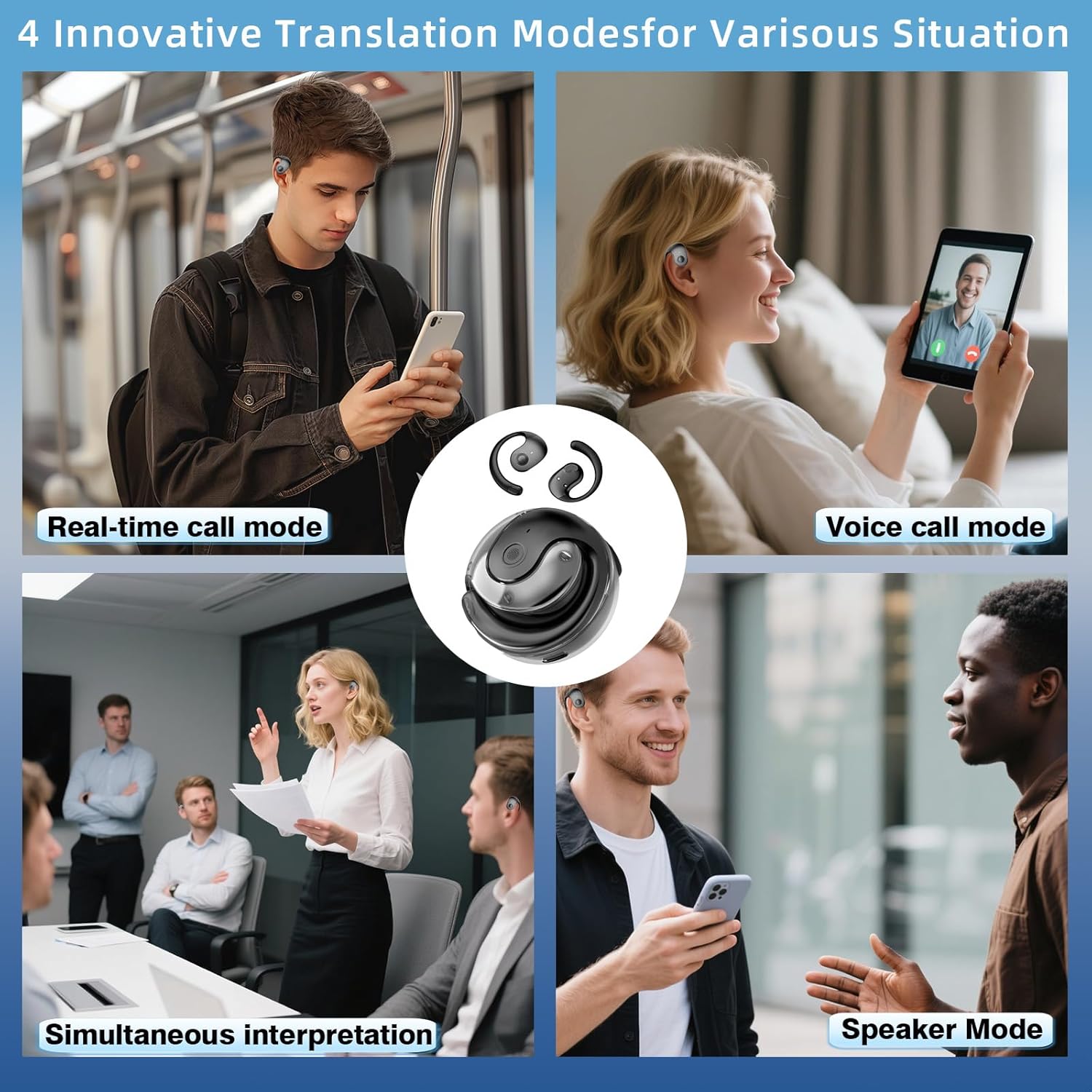 Ai Translation Earbuds Real Time Q10, Ai Translator Earbuds 132+ Languages, Translation Headphone 4-in-1 for iOS & Android, Best Earbud Translator for Learning Travel two way translator earbuds(Black) - Image 7