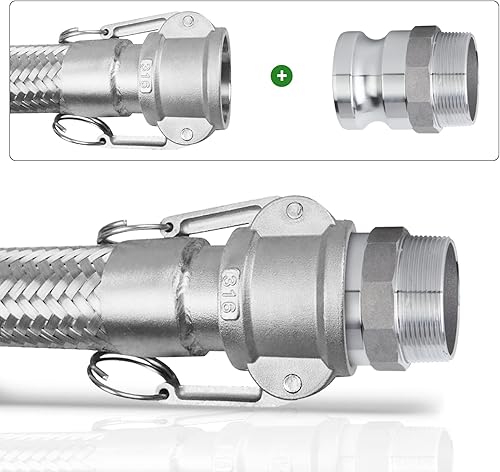 Miniatura 5 de TAISHER 2 accesorios de manguera de aluminio tipo F global, enchufe de 1-12 pulgadas x 1-12 pulgadas NPT macho