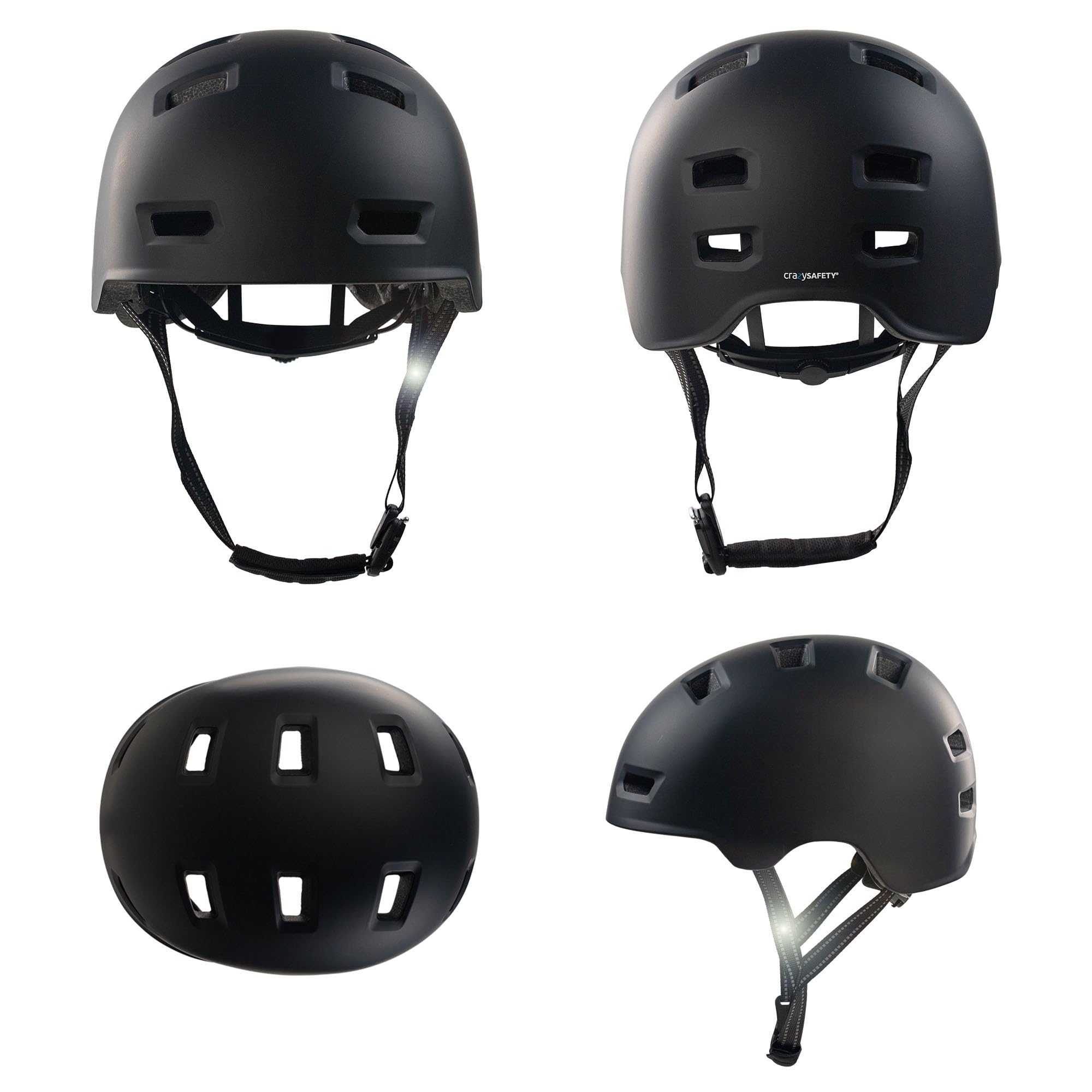 Crazy Safety Rampage Todo Negro | Casco para Bici, Skateboard, Patines y Bicicletas BMX | Casco de Bicicleta para Hombres, Mujeres y niños | L (57-61cm) | Casco Ajustable Skater y Ciclistas