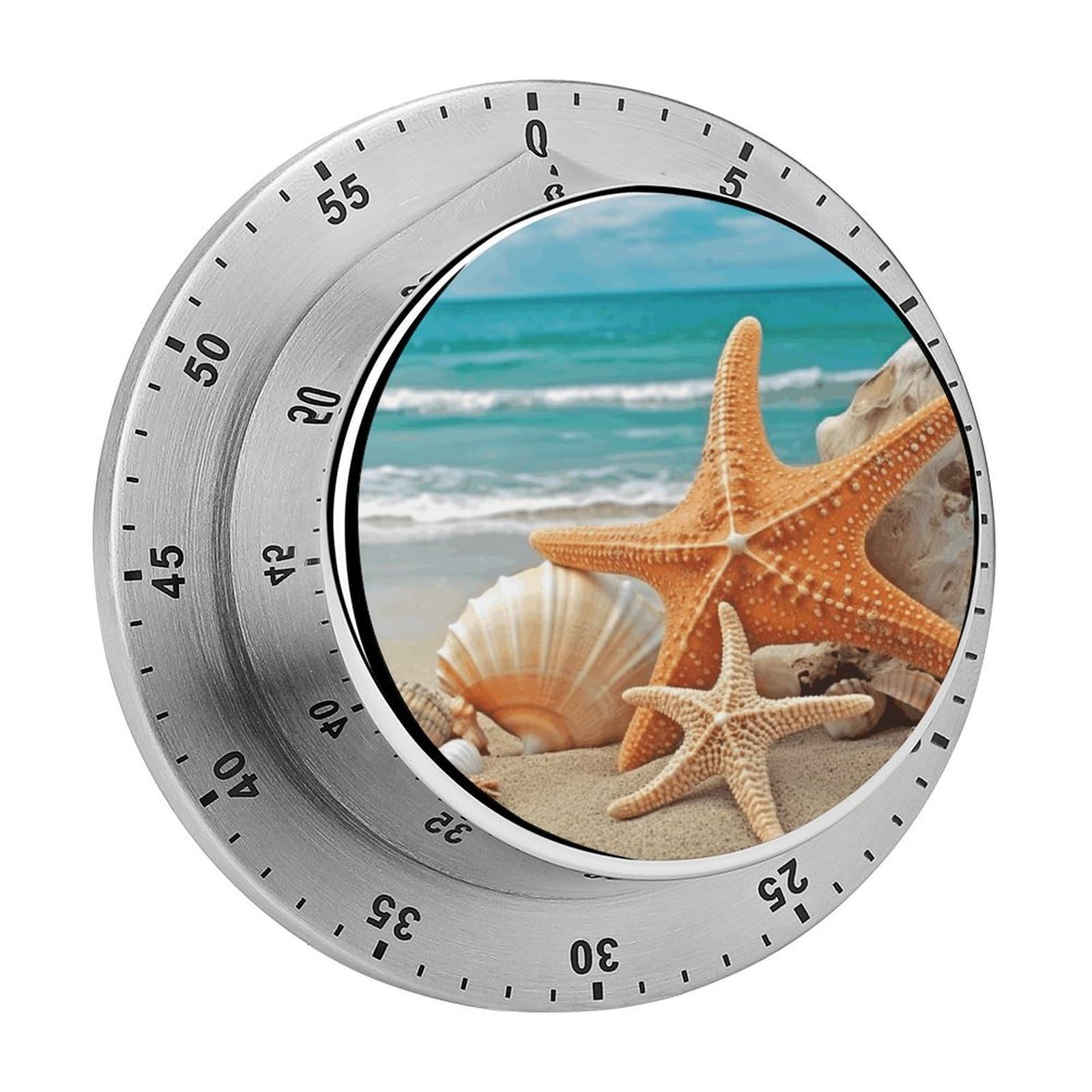 Adfgyerh Style Starfish Seashell Beach Timer For Cooking, Kitchen Timer Magnetic No Batteries Required, Mechanical Timer With Loud Alarm, For Fitness Baking Exercise Oven