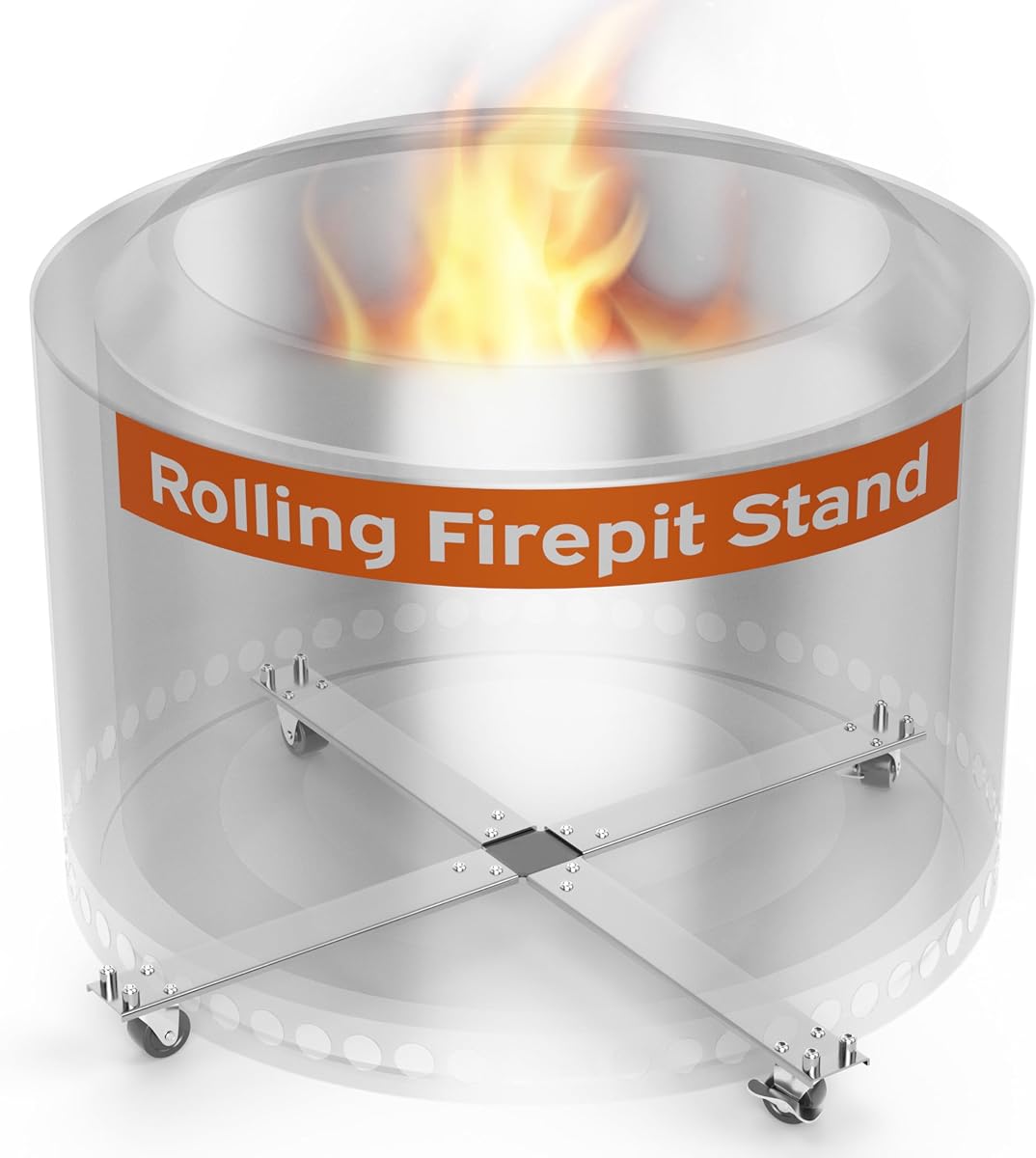 Solo Stove Stand for Yukon 28" Rolling Fire Pit Base with Lockable Wheels | Rust-Proof Aluminum and Stainless Steel, SoloStove for Camping, Solo Stove Accessories, Outside Patio Firepit, Hickory Summit