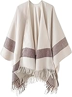 Vista 8 de Poncho chal para mujer, suéteres suaves y cálidos para mujer, parte delantera abierta, poncho de viaje para otoño, invierno y primavera