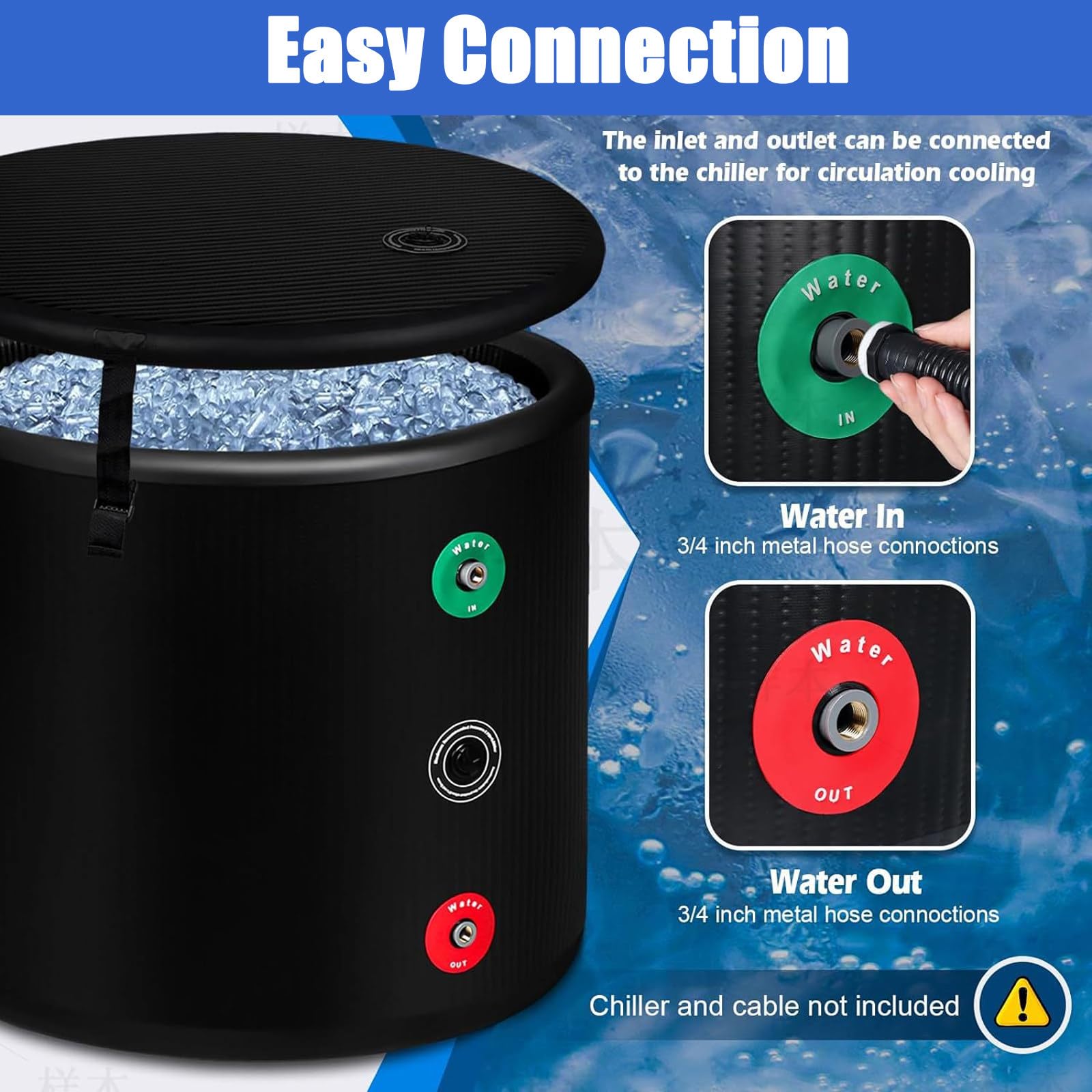 Enfriador de baño de Hielo refrigerado por Agua, Equipado con un Conjunto de Bomba de filtración y una bañera Plegable, Ideal para la recuperación en gimnasios y para Deportistas