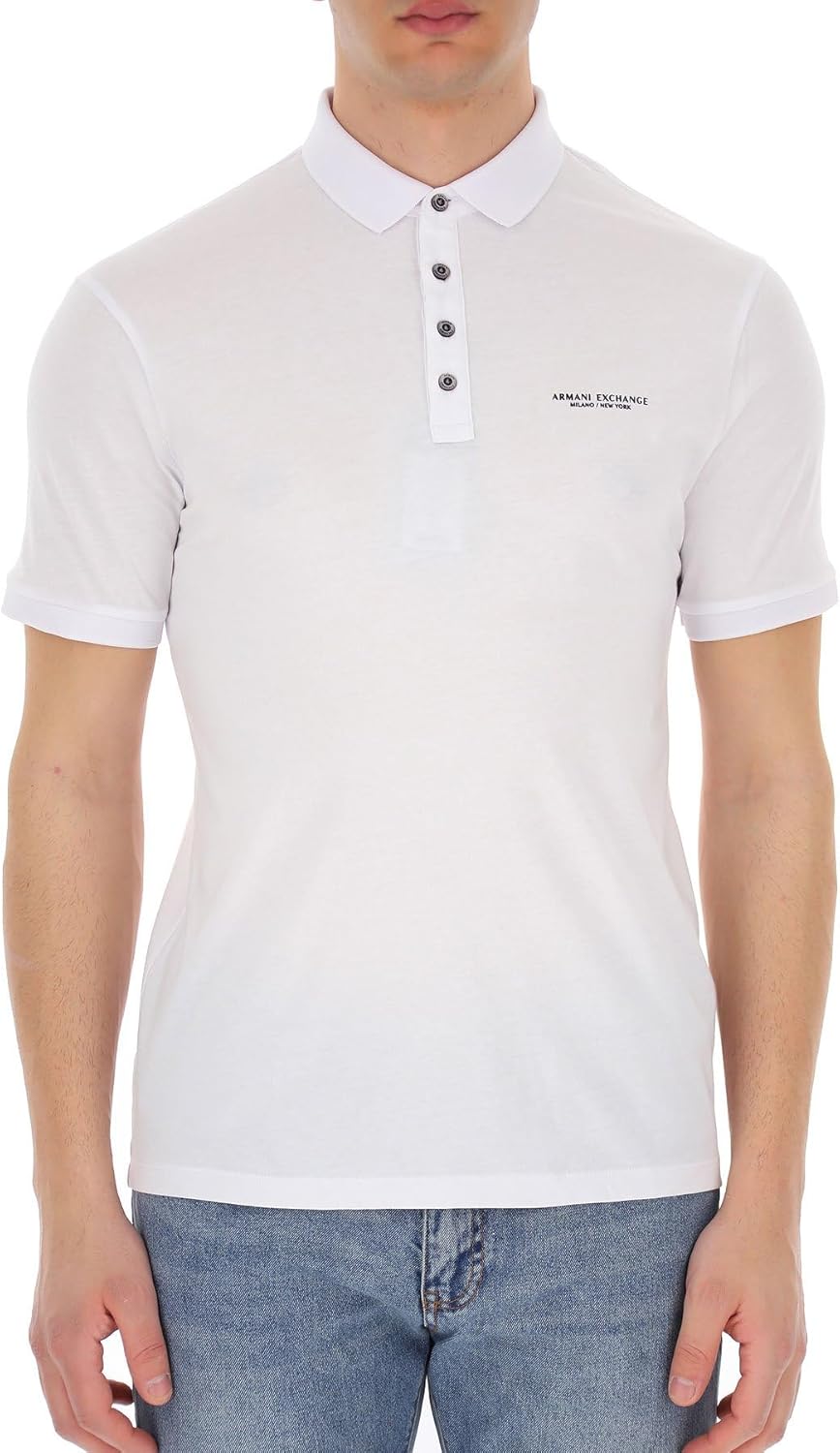 Armani Exchange Mens Short Sleeve Milano/New York Logo Jersey Polo Shirt - Image 2