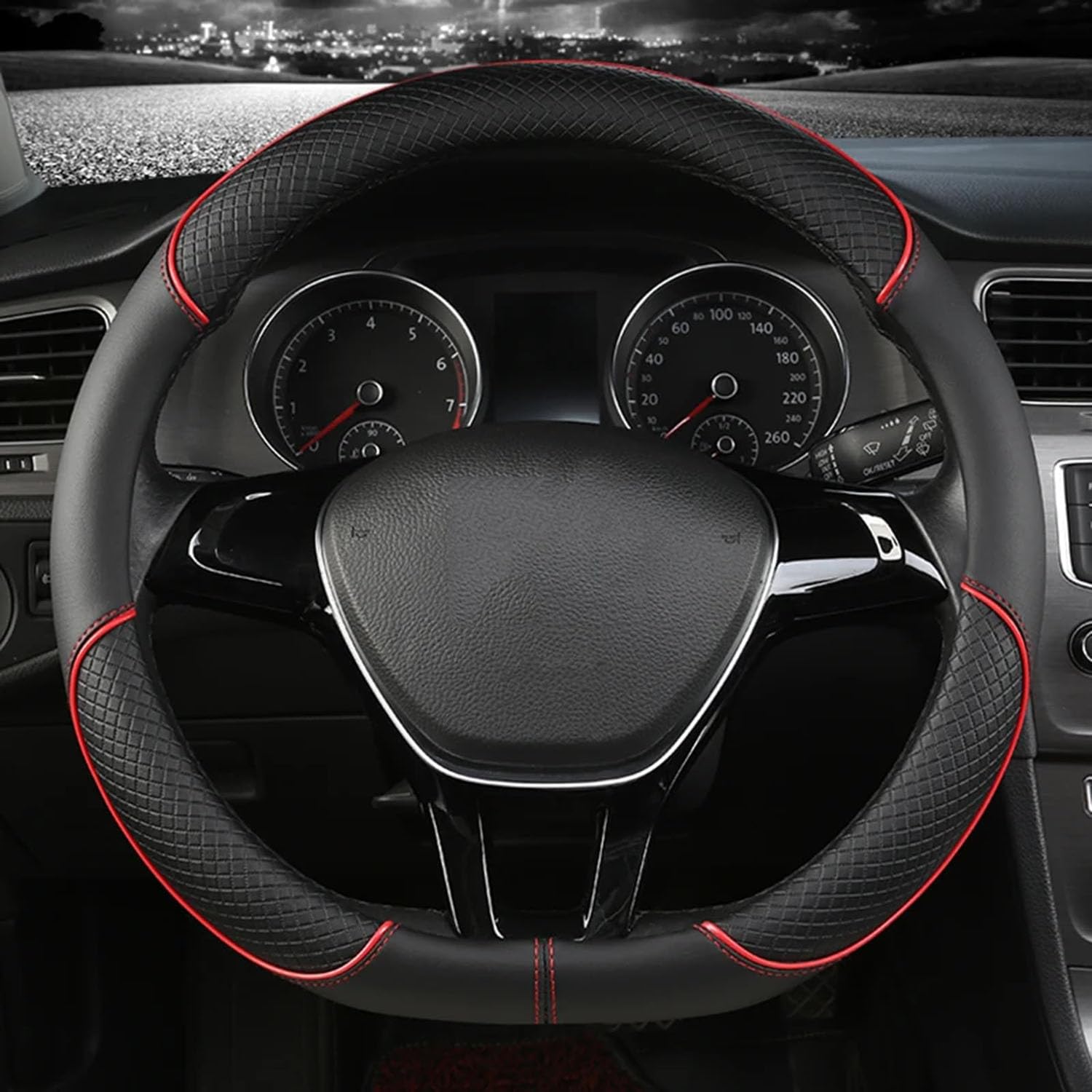 Uncle Liao A-Red Car Steering Wheel Cover,For Kia Proceder Ceed Gt Stonic 2017 2018 2019 2020 2021 Morning D Leather Anti-Slip Breathable Wear-Resistant Protector,Steering Wheel Cover Accessories.