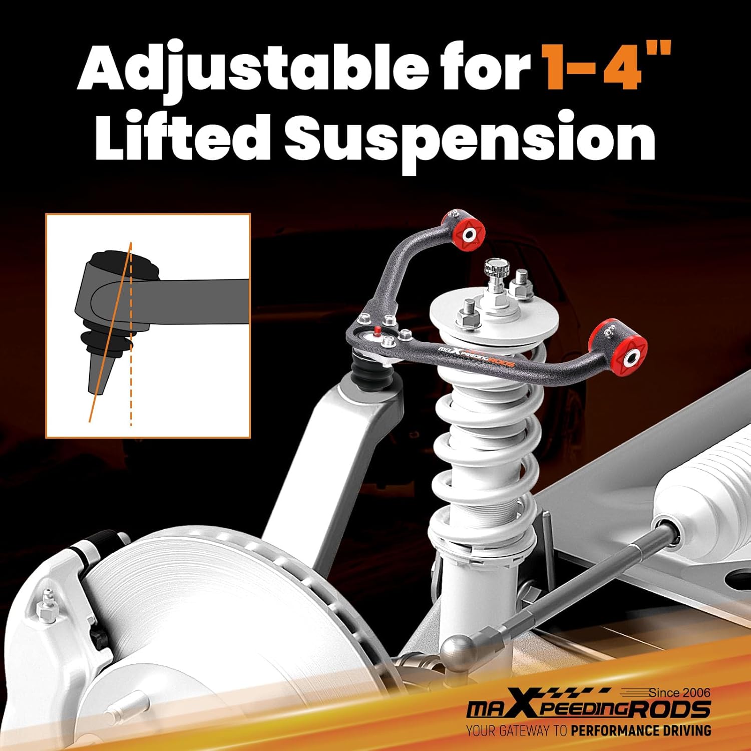 maXpeedingrods for 1-4" Lift Front Upper Control Arms for Jeep Liberty Dodge Nitro 2007-2012, Adjustable Suspension Control Arms