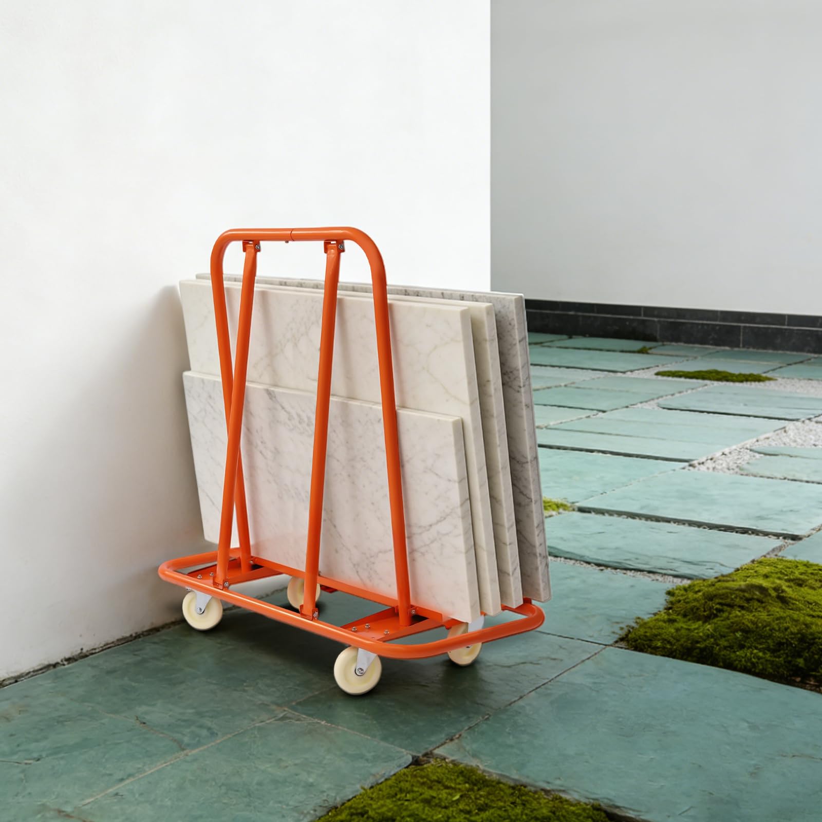 Carrello per pannelli da 997,9 kg, carrello di trasporto per cartongesso, 4 | Carrello per lastre, telaio in acciaio Q235 con supporti triangolari, 117 x 58 x 115 cm, ruote in nylon con 2 freni