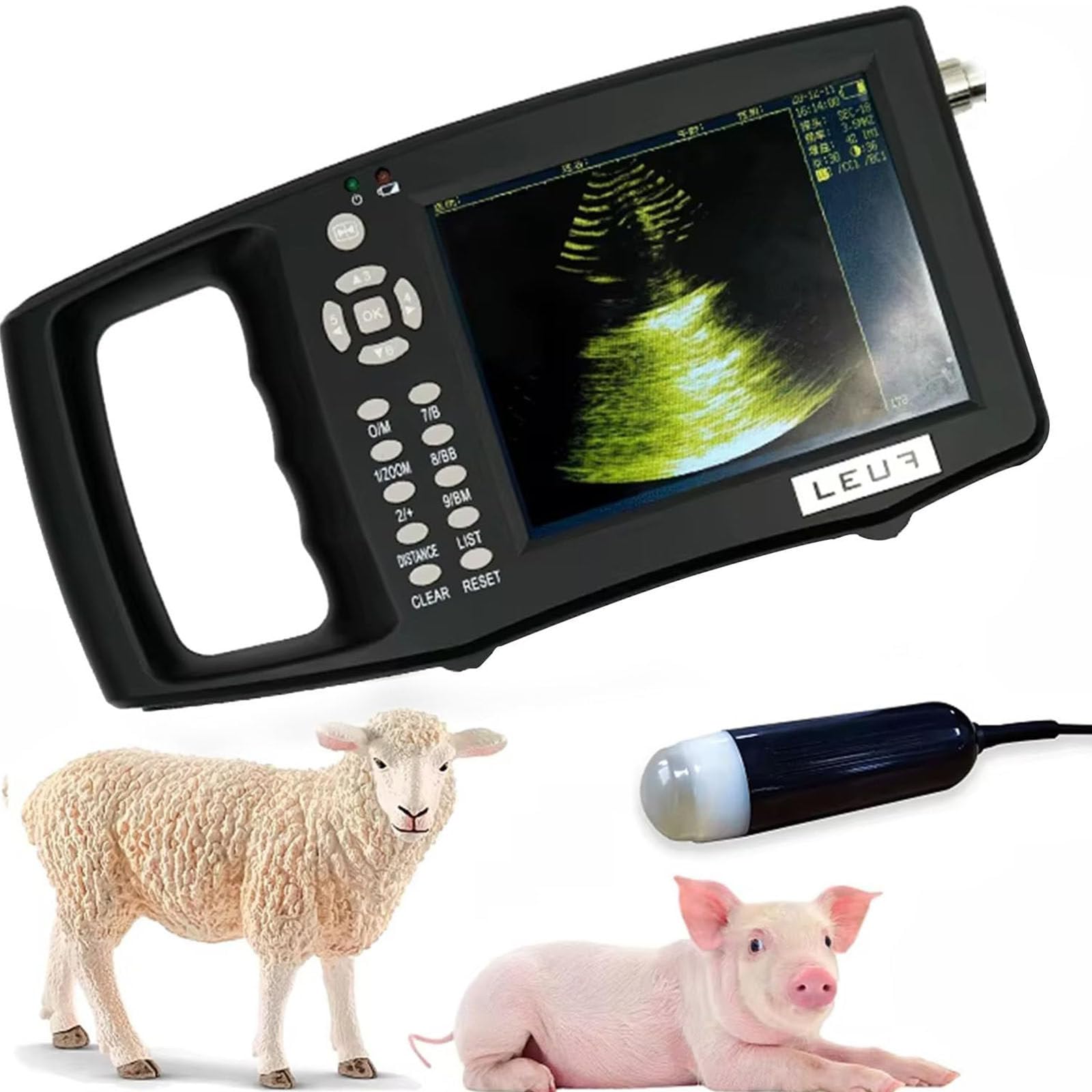 PixCy Machine à Ultrasons Vétérinaire,Testeur De Grossesse à Ultrasons B Vétérinaire,12 Types De Pseudo-Couleurs Haute Définition,avec Sonde 3,5 MHz,pour Détection Moutons,Cochons