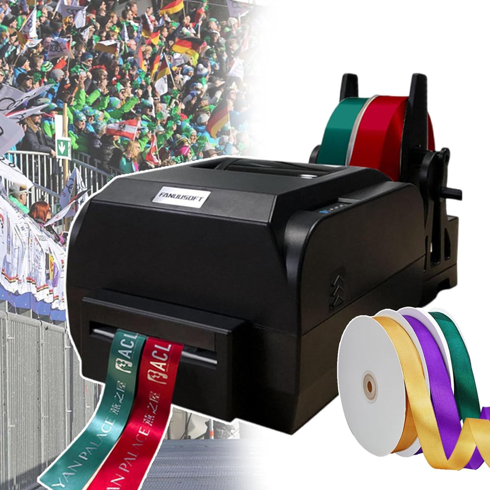 ZSFHJZC Satin Ribbon Printing Machine, Digital Ribbon Printer, Thermal Transfer Printer with Ribbon Holder, 200dpi Digital Satin Ribbon Printing Machine,150MM/S,for Gi-ft Ribbons, Streamers,Doublerow