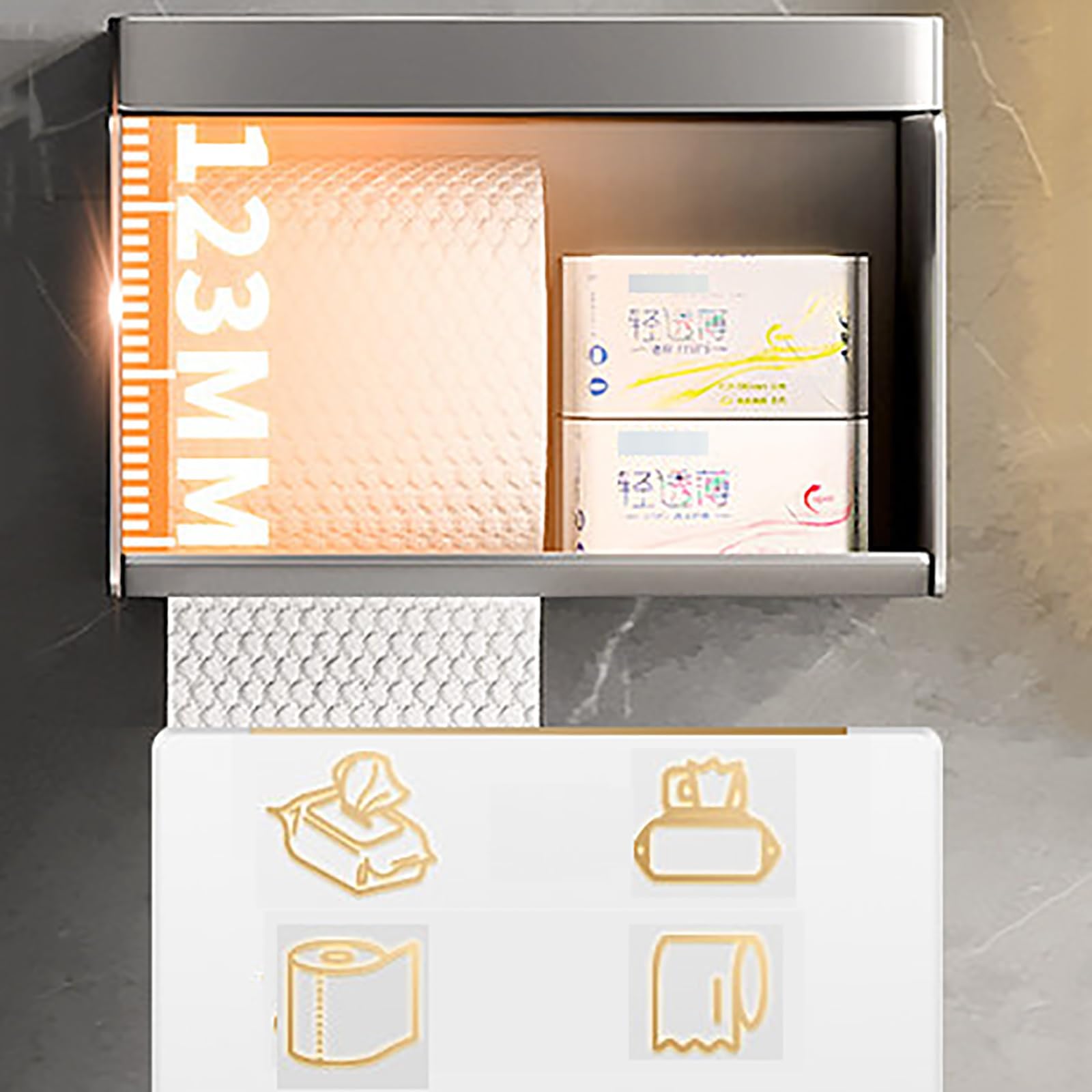 Dozownik Chusteczek Higienicznych, Dozownik Papieru Toaletowego Montowany na Ścianie, Dozownik Ręczników Papierowych, Dozownik Rolek Papieru Metalowy(28x12x15cm/11x4.5x6in)