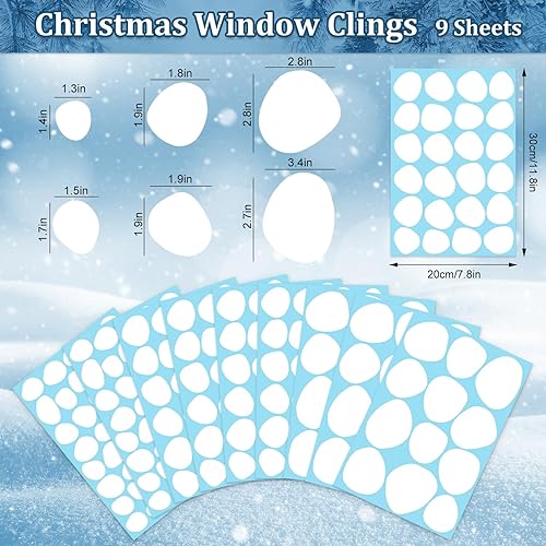 Miniatura 5 de AnyDesign - 214 calcomanías de ventana de Navidad de doble cara blanca de Navidad irregulares para ventana, calcomanías de ventana de vacaciones de