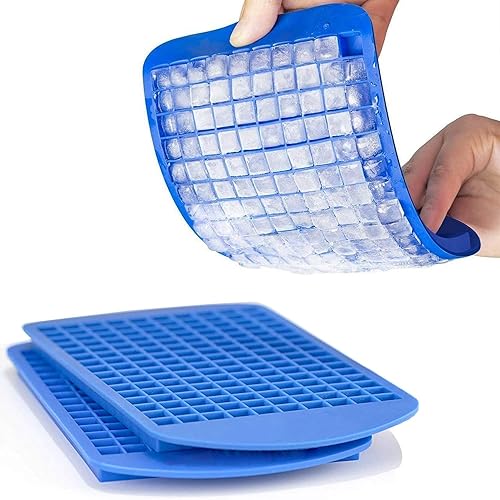 Mini bandejas de silicona para cubitos de hielo, paquete de 3, 160 moldes para cubitos de hielo triturados, pequeños cubos de hielo de fácil