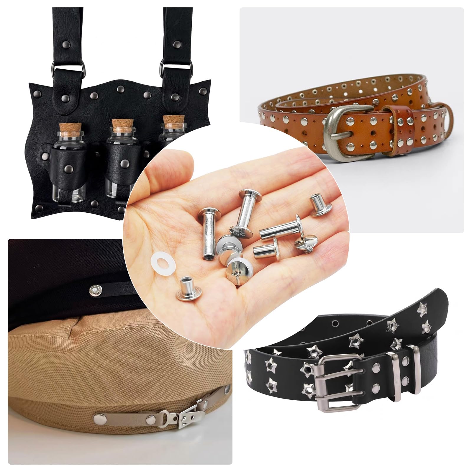 CANGCANG CANGCANG 100pcs M5X4mm Vis Chicago, Vis De Livre,Rivet a Visser,Rivet Pour Cuir, Utilisé pour le bricolage en cuir Sac à vêtements, Chaussures, Livres et décoration (Bronze