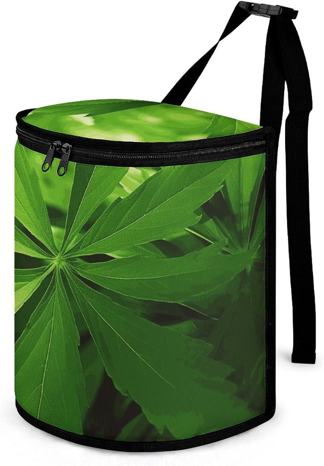 Hanging Car Trash Bag Green Leaves Printed Car Garbage Storage Bag Leakproof Car Trash Can Portable Garbage Storage Bags