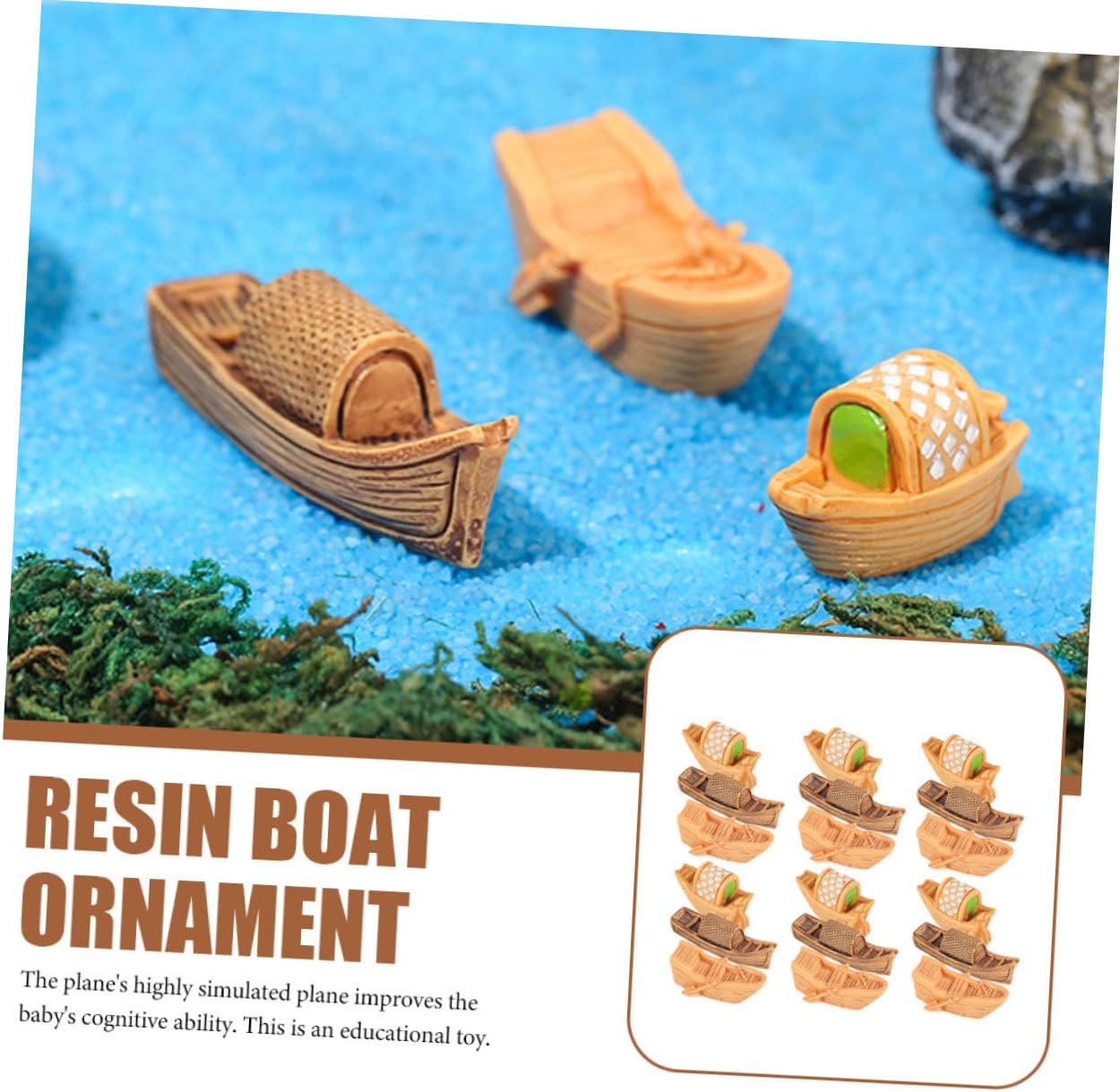 18pcs Miniature Boat Ornaments Realistic Resin Fishing Boat Decor for Chic Coastal Micro Landscape Decoration