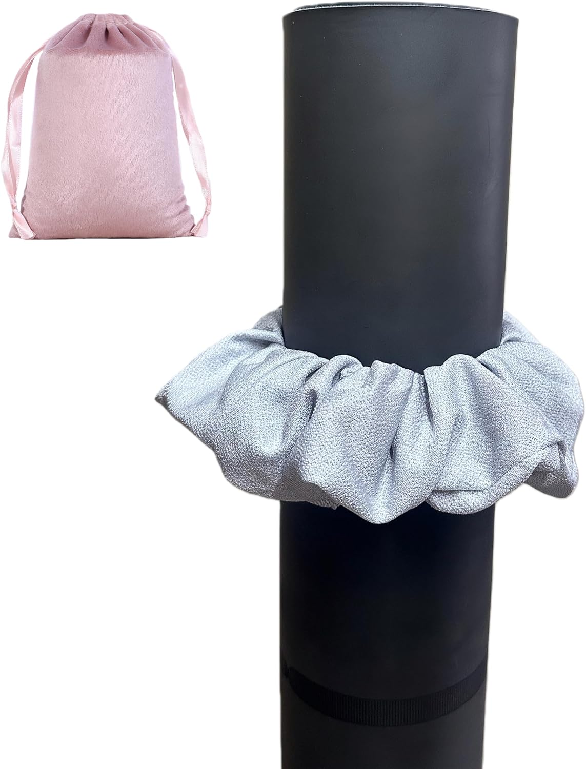 EcoVerve Yoga Mat Scrunchie - Fashionable Yoga Mat Strap, Durable Elastic Fabric, Fits All Standard Yoga & Exercise Mats (Mat Not Included) Velvet pouch included