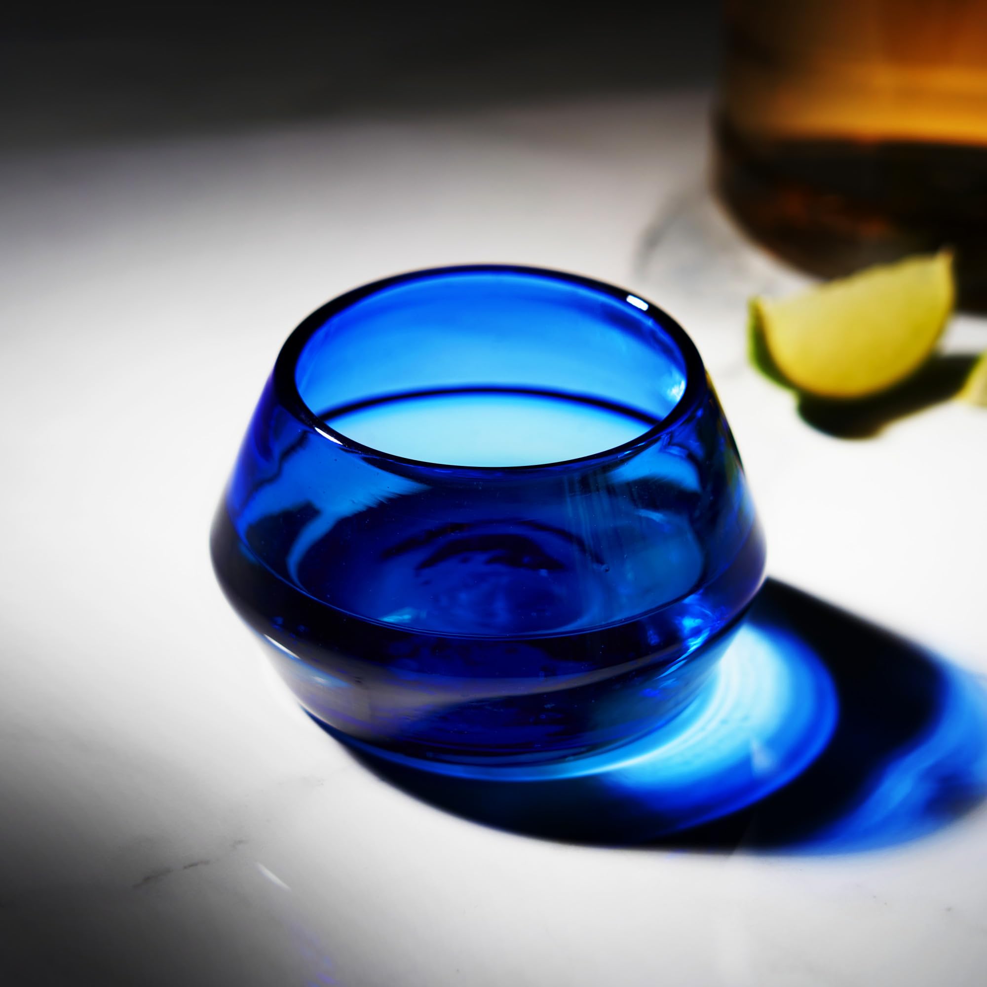 Viski Degustacja, meksykańskie szkło z recyklingu, Copita Tequila, szklanki Mezcal 140 ml kobaltowy niebieski zestaw 1 szt