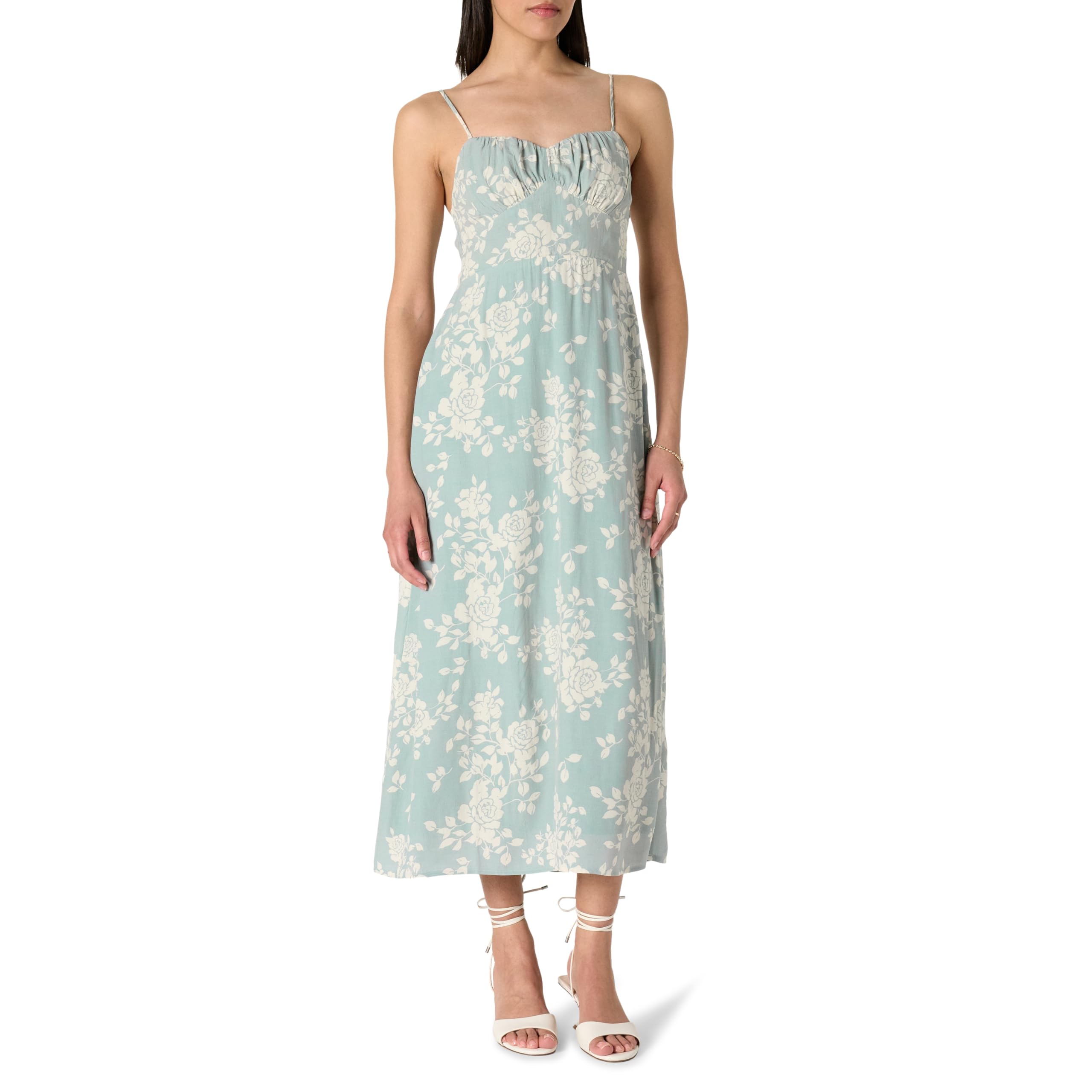 The Drop Women’s Linea Spaghetti Strap Maxi Dress with Front Slit, Iceberg Linear Floral, S