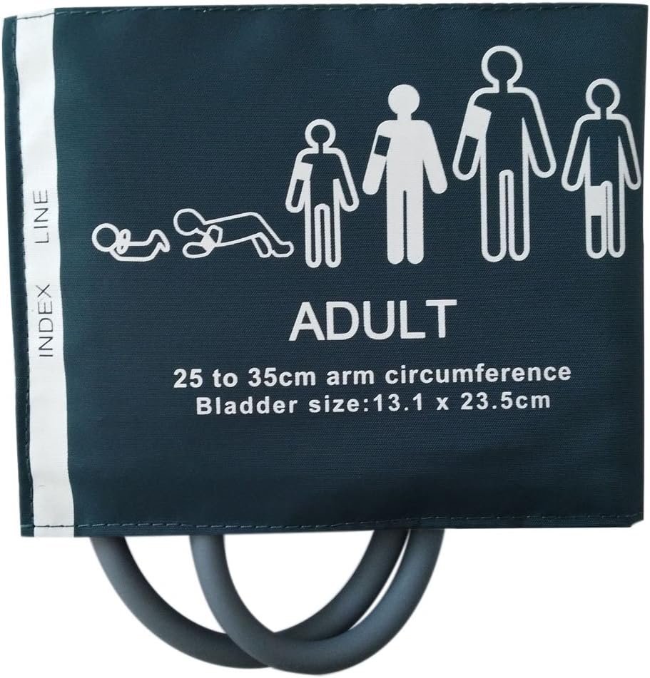 NIBP Dual Tube (Hose) with Bladder Reusable Adult Blood Pressure Cuff 25-35 cm Arm Circumference for Blood Pressure Monitor.