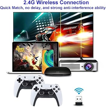 USB Twin Wireless Controller for Retro Game Emulator Gamepad Rechargeable Remote Joystick Joypad for Windows PC,Raspberry Pi,Smart TV/Game Stick/Box, Projector with Emuelec,Batocera,Lakka,RetroArch