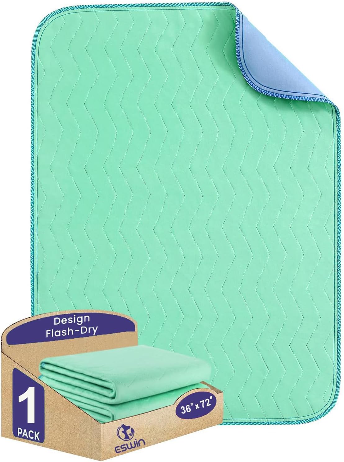 Washable Underpads,72" x 72" (Pack of 2)-Super Absorbency Reusable Bedwetting Incontinence Pads for Kids,Adults,Elderly,and Pets - Waterproof Protective Pad for Couch,Sofa,Floor,Bed