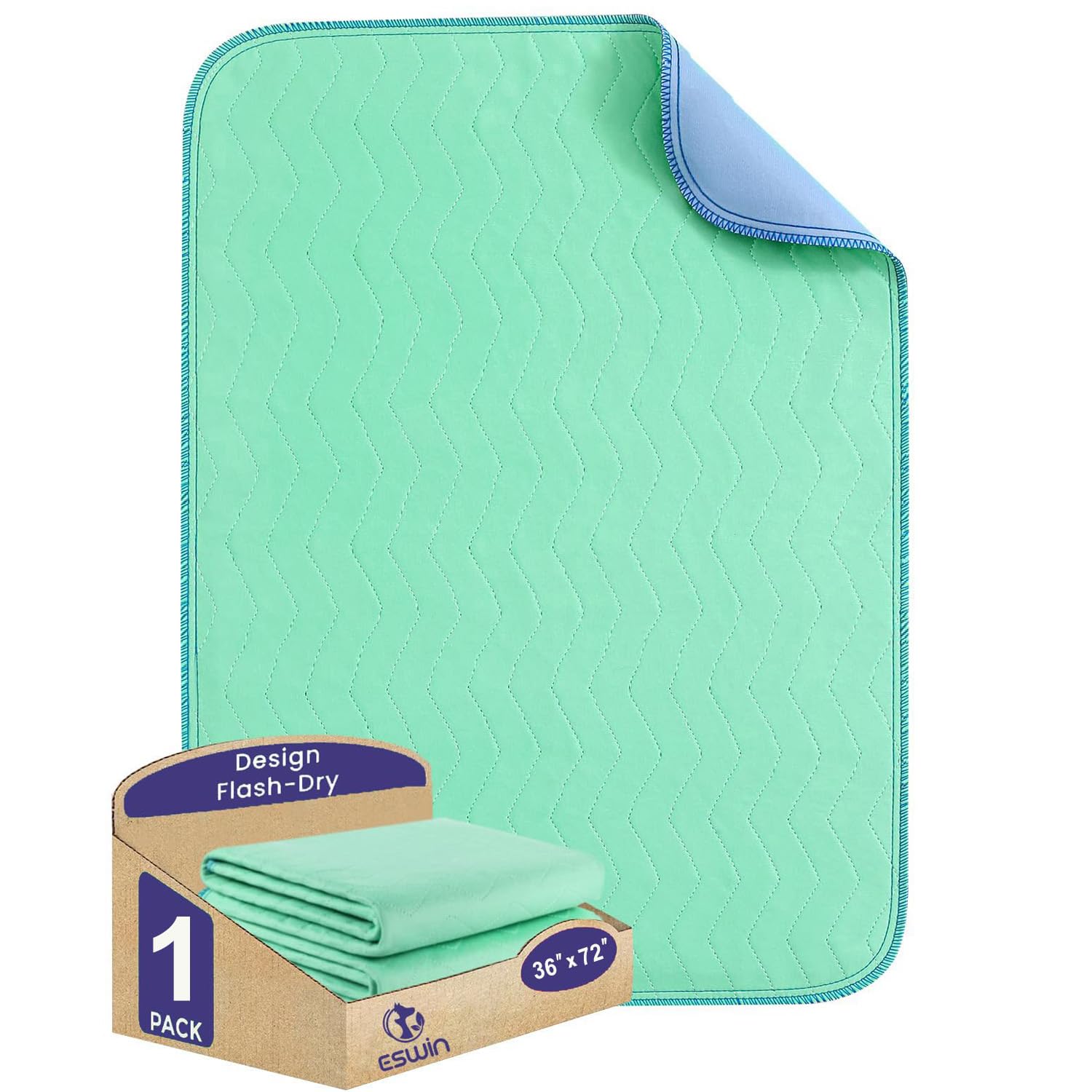 Almohadillas lavables de 36 x 72 pulgadas (paquete de 1) – Almohadillas de incontinencia reutilizables de súper absorción para niños, adultos, ancianos y mascotas – Almohadilla protectora impermeable