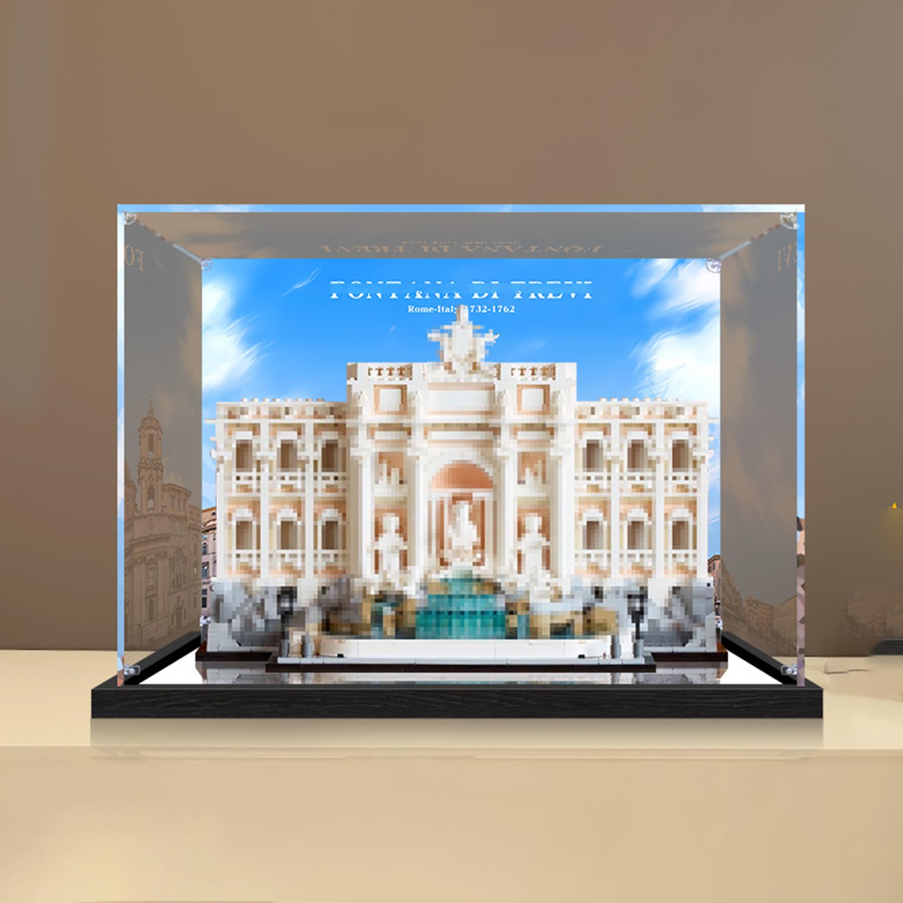 XNSHENGXAN Applicable to Lego 21062 Trevi Fountain Acrylic Display Box(15.7*7.8*11.8in), Display Cases for Collectibles, Sturdy Protection for Your Collectible,Mirror Base