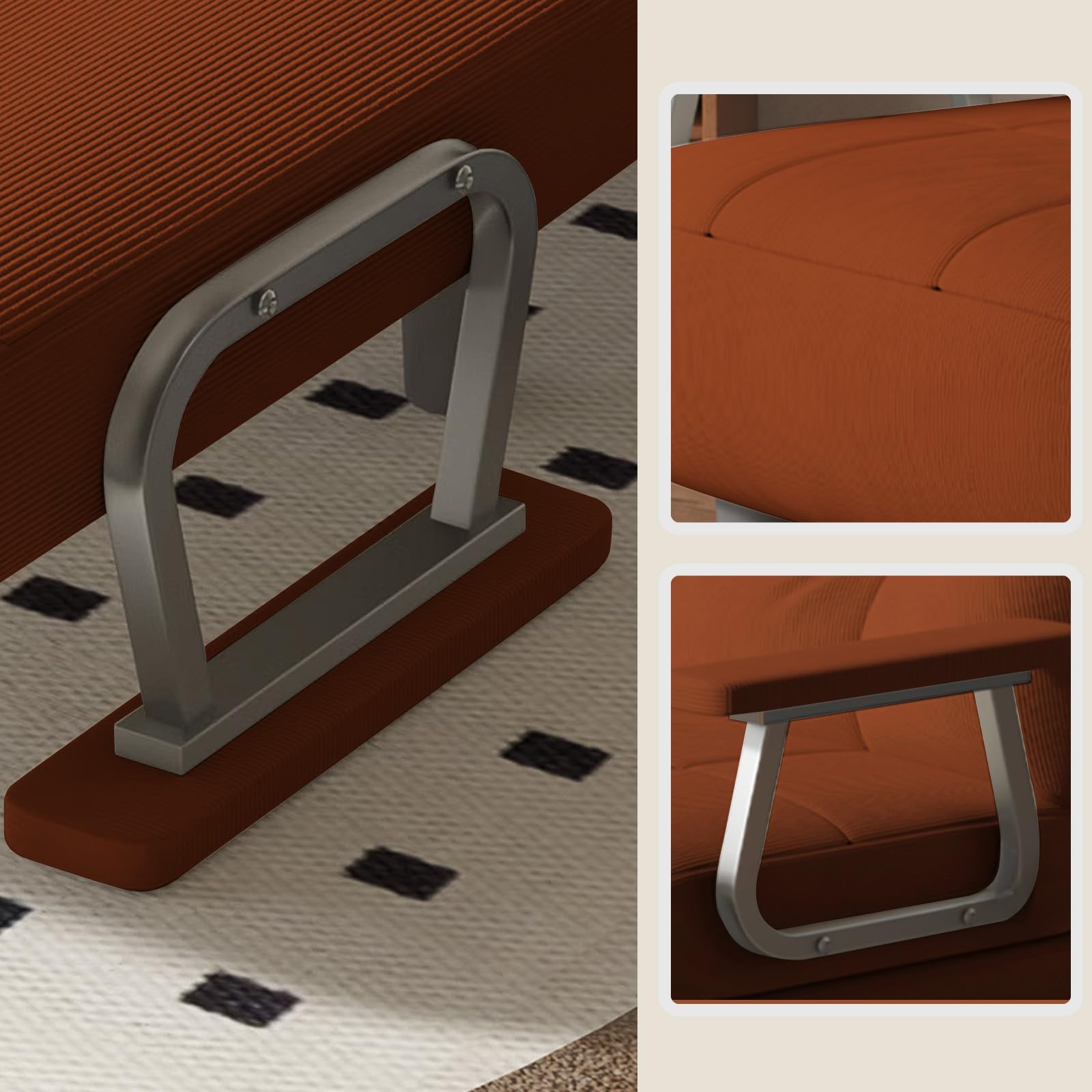 Sofá convertible de pana de 1 plaza, sillón con cojines y reposabrazos, diseño que ahorra espacio, ideal para salas de estar pequeñas y oficinas en casa