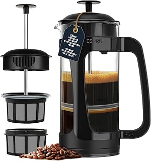 ESPRO P3 French Press 18oz - Patented Double Micro-Filter for Grit-Free Coffee, Thicker Heat-Resistant Borosilicate Glass