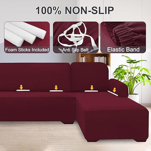 Miniatura 5 de HDCAXKJ Fundas de sofá modulares elásticas resistentes al agua, fundas universales en forma de L de 2 piezas gruesas en forma de L, juego de fundas