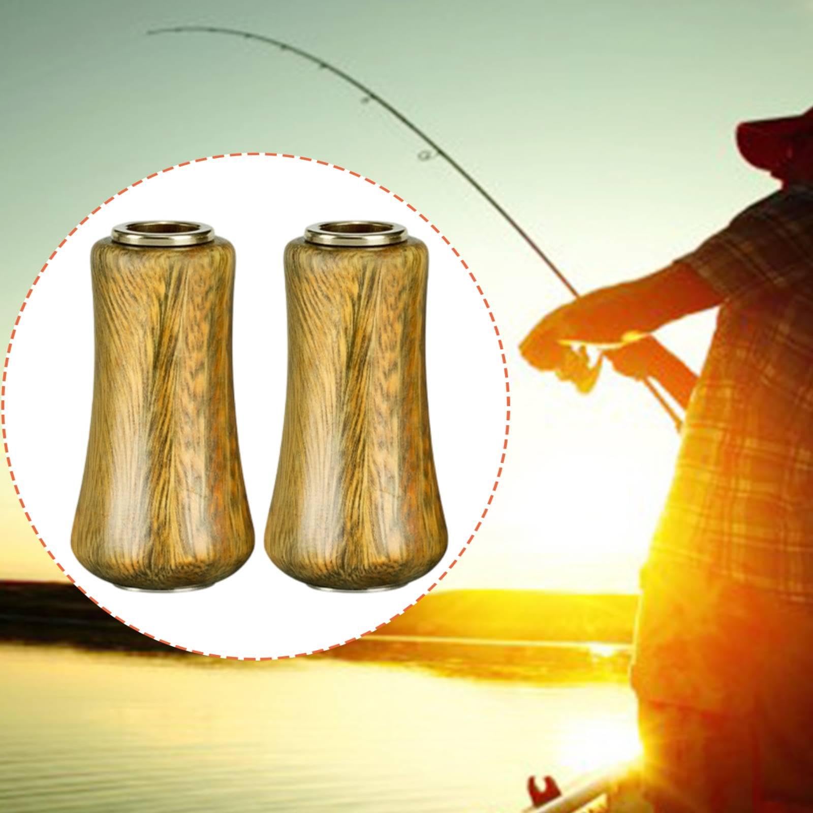 predolo 2 pomos para Carrete Pesca, pomos Madera fácil instalación para Repuesto, empuñaduras para Carrete Pesca para