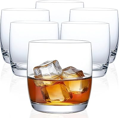 Whiskey Glasses Set of 6, 12oz Crystal Old Fashioned Rocks Glass