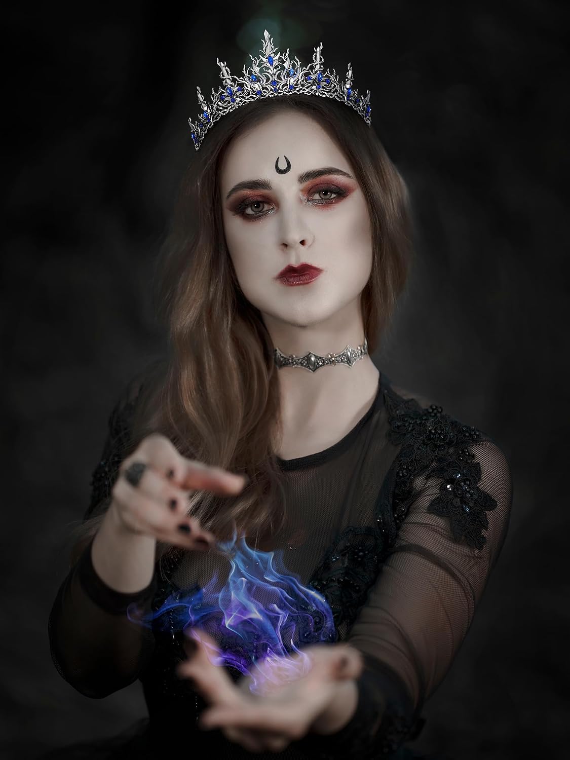 SWEETV Halloween Crown - Vines of the Underworld, Black Gothic Tiara for Women & Girls, Baroque Crown for Costume Party