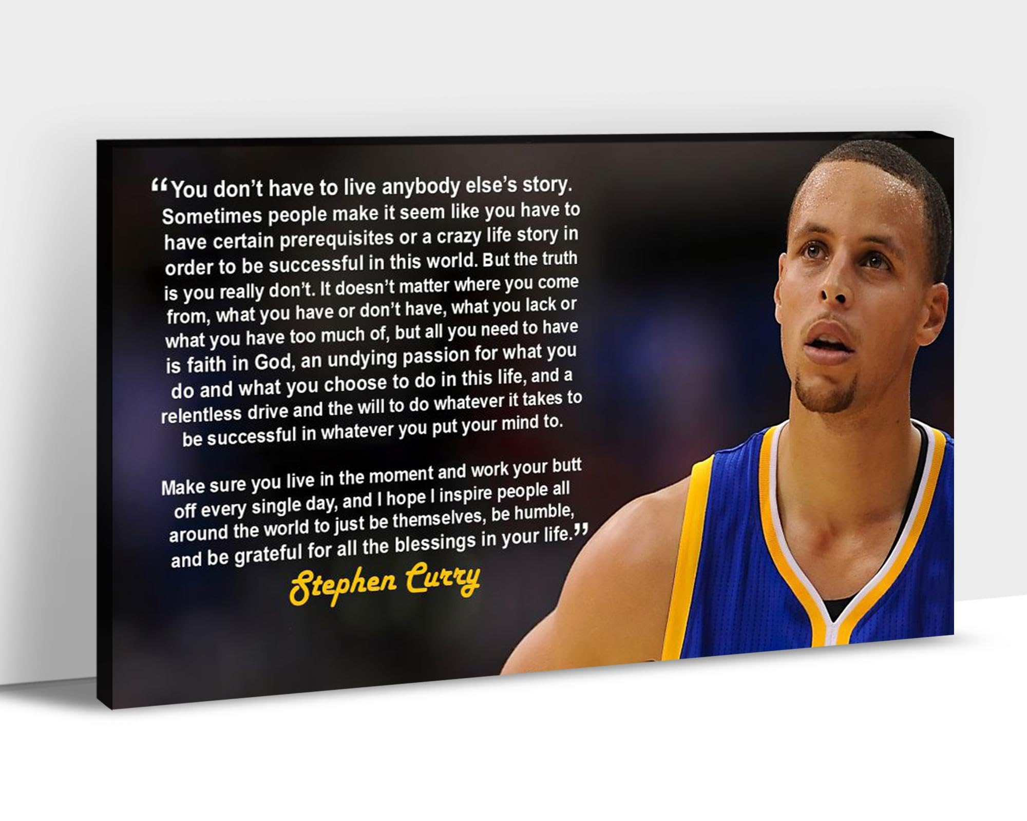TEPAKIHI Curry Motivational Canvas Wall Art, Inspirational Stephen Canvas Print Basketball Picture for Home and Office Decor, Curry Framed Poster for Men & Boys Cave Bedroom Decor (18x24 Inches)