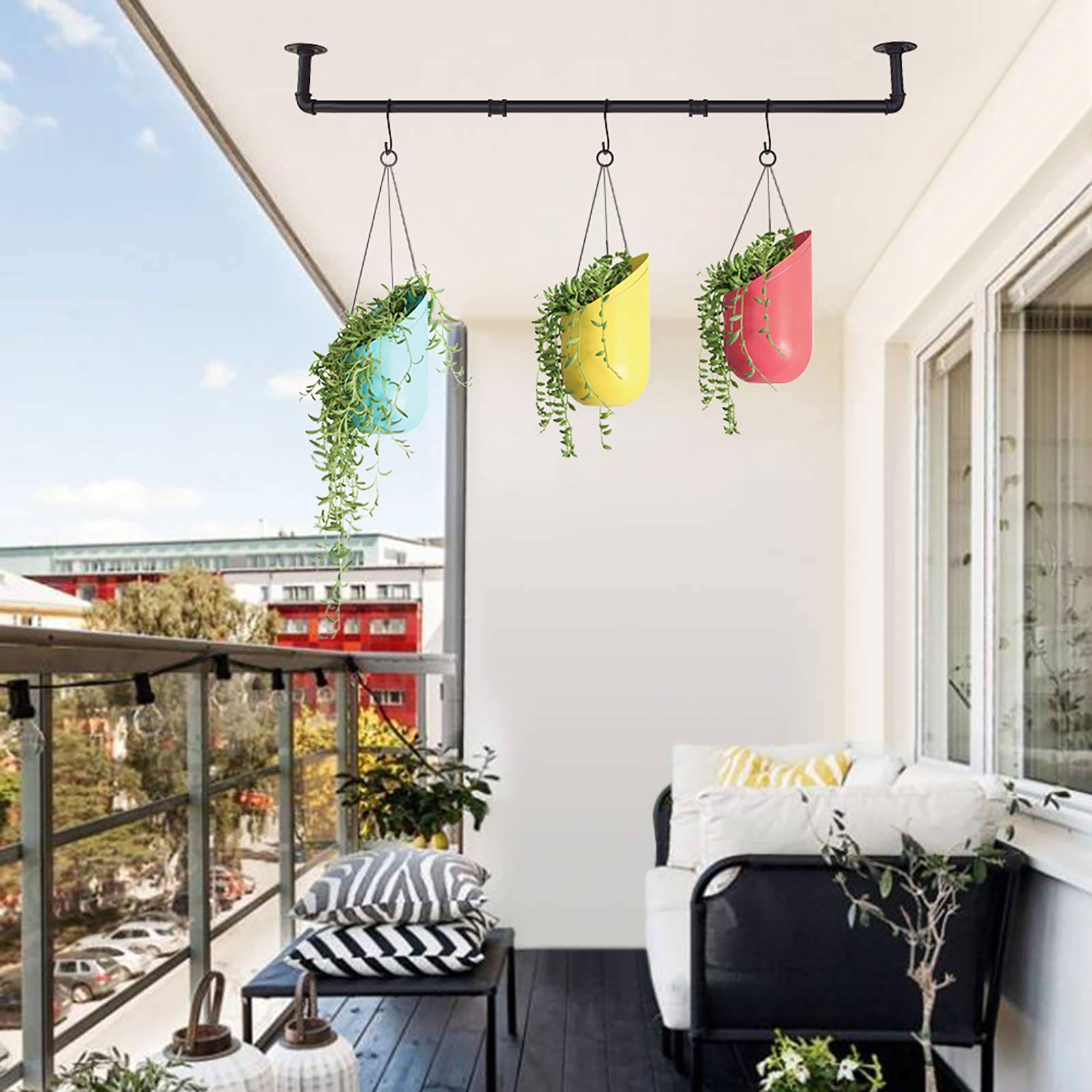 TLBTEK Black Pipe Pot Rack - Wall Mounted Kitchen Organizer -4