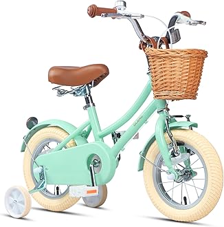 – Glerc Little Molly 12-20 Inch Kids Retro Girls Bike for 2-13 Year Old with Wicker Basket & Stabilisers/Kickstand, Multiple Colors