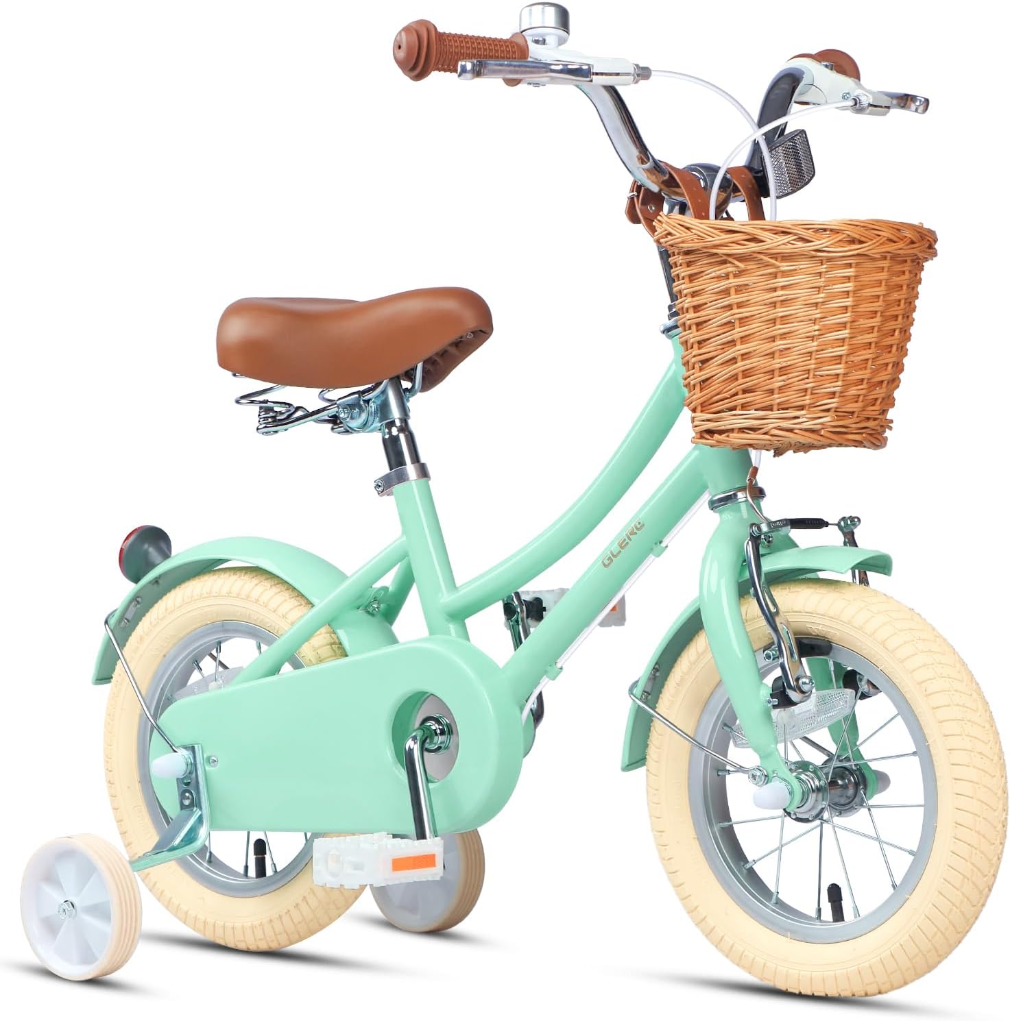 Glerc Little Molly 12-20 Inch Kids Retro Girls Bike for 2-13 Year Old with Wicker Basket & Stabilisers/Kickstand, Multiple Colors