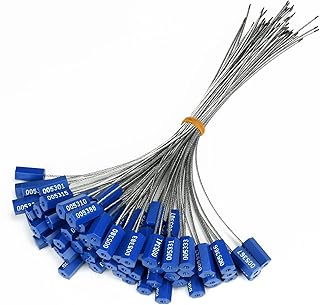 Security Cable Seals, Numbered Steel Wire Seal, Tamper-Proof Security Tags Disposable Pull-Tight Lock Strip Self-Locking Shipping Ties for Containers, Trucks, Trailers, Cargo (50PCS, Dark blue)